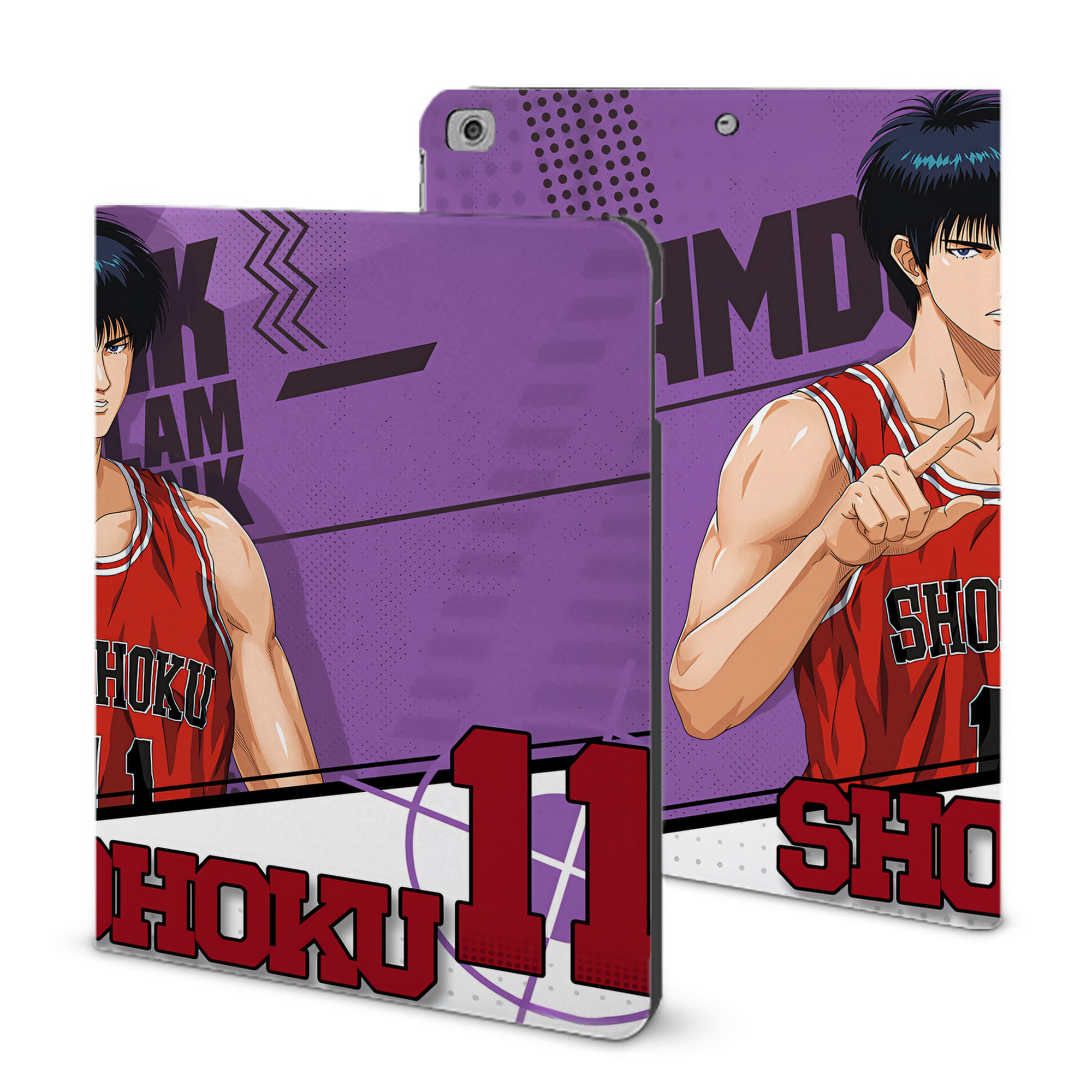 （画像用） SLAM DUNK／スラムダンク IPad ケース ブック型 PUレザー TPU 耐衝撃 軽量 薄型 ペン収納なし 全面保護 IPad 各モデル対応